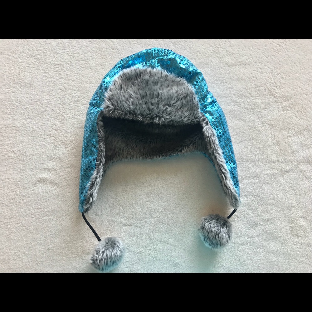 Blue Sequined Winter Girls Hat NWOT OS